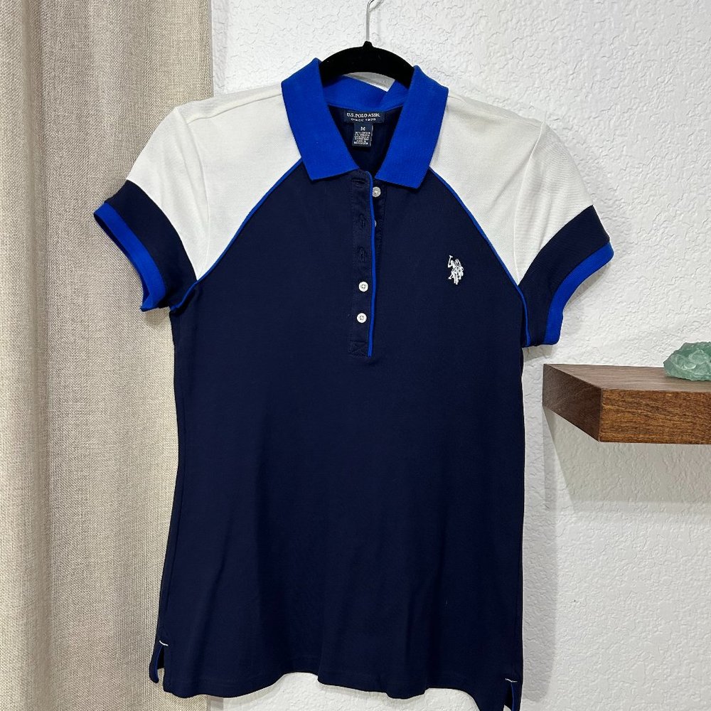 U.S. Polo Assn. - Women's Short Sleeve Polo - Navy & White Size: M